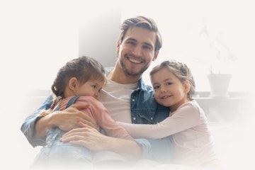 parent and children with healthy teeth